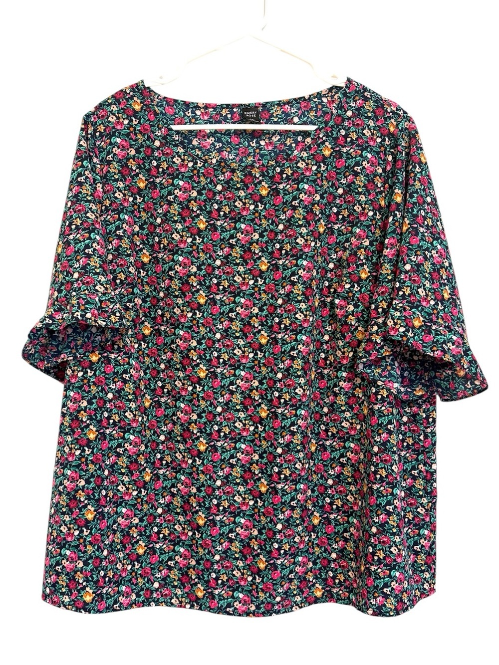 2/$30 Emery Rose 2XL Floral Flutter Sleeve Blouse Cottagecore Boho Top